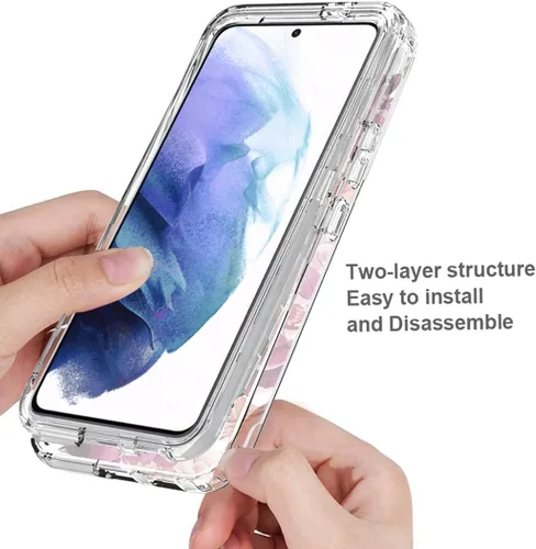 Vista 4 de Funda para Galaxy S22 Plus, Samsung S22+ SM-S906U, funda protectora de cuerpo completo transparente con protector de pantalla de vidrio templado