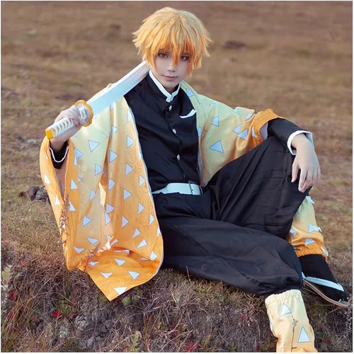Vista 6 de Disfraz de anime Demon Slayer Nezuko Tanjiro Shinobu para cosplay, kimono de moda japonesa, conjunto completo
