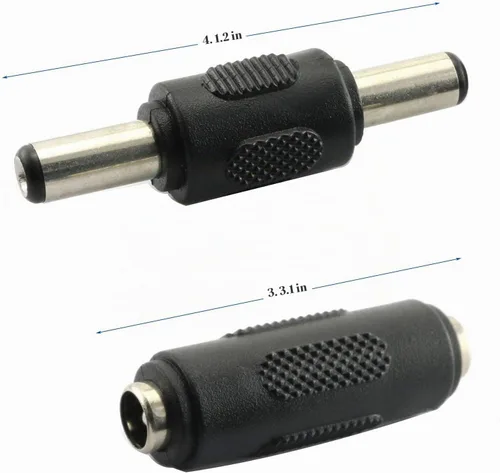 Vista 5 de RLECS 2 unids DC 0.217x0.083 in macho a macho conector de alimentación y 2 unids DC 0.217x0.083 in hembra a hembra adaptador de conector