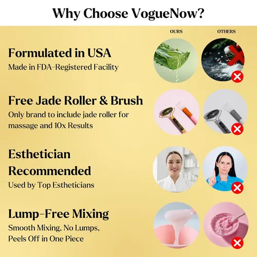 Vista 5 de VogueNow Mascarilla facial de gelatina para tratamientos faciales – Máscara de gelatina hidratante, iluminadora y nutritiva de oro de 24 quilates