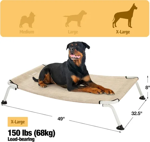 Vista 5 de Veehoo Cama elevada para perros para exteriores, camas elevadas impermeables y refrescantes para perros, camas cots XL, hamaca curvada