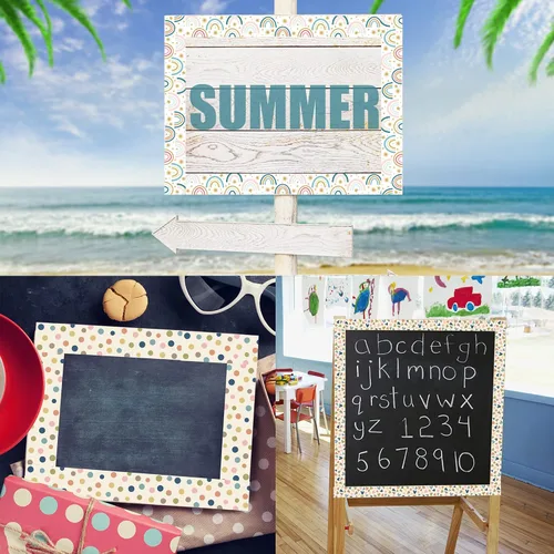 Vista 7 de Bordes bohemios de 131 pies para tablón de anuncios, para aula, corazones de arcoíris, bordes rectos, calcomanías para decoración de aula, escuela
