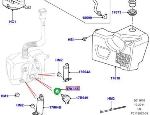 Vista 2 de LAND ROVER LAVAPARABRISAS DE LAVAPARABRISAS SENSOR DE NIVEL DE FLUIDO O'RING OEM NUEVO DMJ500020
