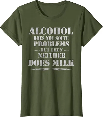 Vista 16 de Alcohol Does Not Solve Problems. But Then, Neither Does Milk T-Shirt Asphalt Grey
