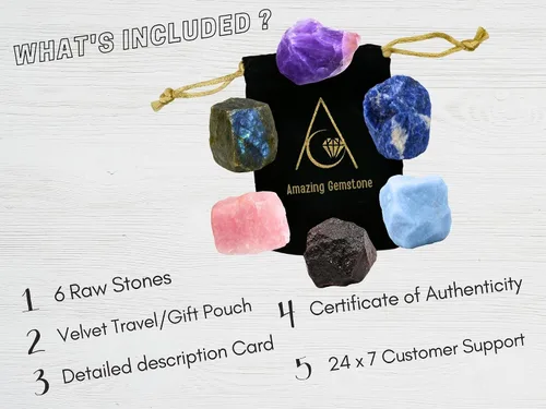 Vista 6 de Amazing Gemstone Cristales para manifestación de ansiedad, juego de 6 cristales curativos de amatista, sodalita, labradorita, angelita, granate