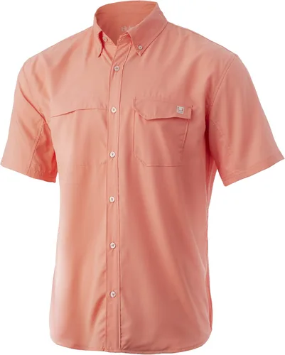 Vista 17 de HUK Men's Tide Point Kc Scott Original Artwork Short Sleeve Shirt, Fishing Button Down Negro