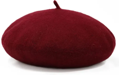 Vista 95 de Boina de lana francesa para mujer, gorra de invierno clásica de color sólido