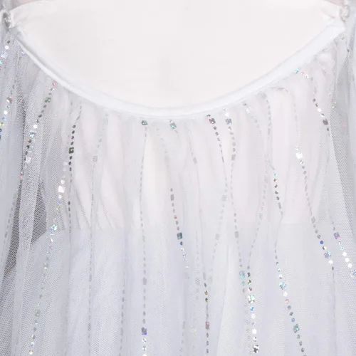 Vista 5 de Vestido de fiesta de nieve blanco para niña disfraz de reina con accesorios