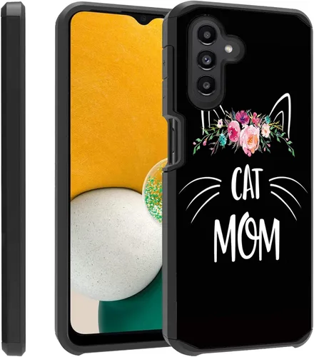 Vista 13 de Funda para teléfono Galaxy A14 5G, resistente 2 en 1 de doble capa híbrida de policarbonato duro y silicona suave a prueba de golpes, funda de Retro