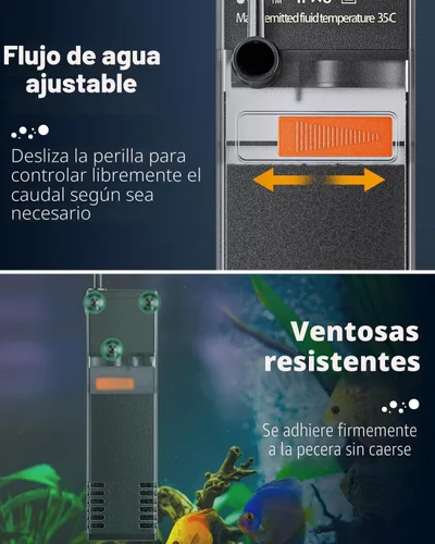 Vista 4 de Pawfly Filtro Interno de Acuario, Filtro de Potencia Sumergible con Bomba de Agua de 55 GPH para Filtración, Circulación y Oxigenación de Tanques
