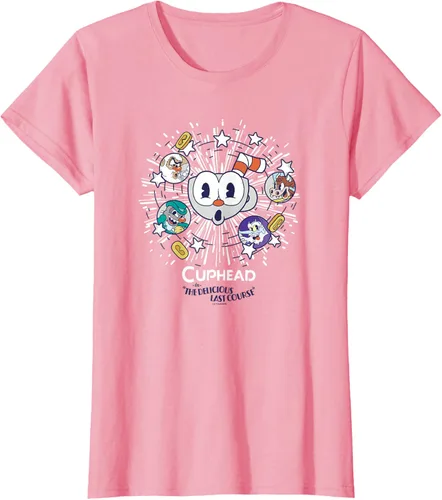 Vista 11 de Cuphead: Camiseta The Delicious Last Course Cuphead Character Group, Azul Azul Pastel
