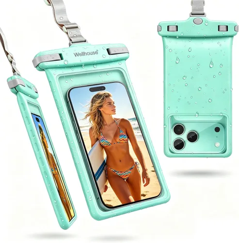 Vista 29 de wellhouse Funda impermeable para teléfono, estuche impermeable para iPhone 16 15 14 13 12 Pro Max XS Samsung, bolsa seca para celular IPX8 3D