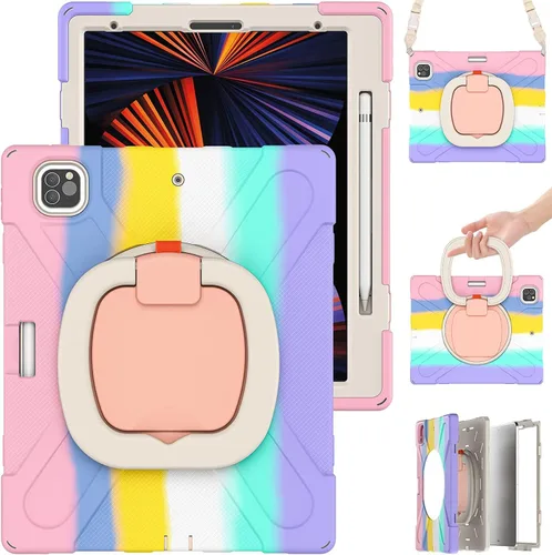 Vista 33 de Funda para iPad Air de 3ª generación – Funda resistente para niños con soporte giratorio, soporte para lápices y correa de transporte para iPad