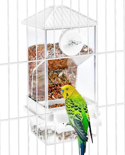 Vista 11 de Hamiledyi - Set de comederos sin ensuciar para pájaros con dispensador de agua, contenedor de semillas para periquitos, comedero automático