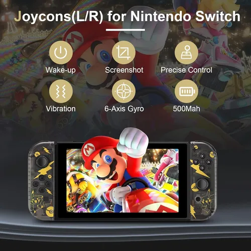 Vista 5 de PPKKAI Joycons for Nintendo Switch Controller, Translucent Joycon Controllers for SwitchLiteOLED, Controllers with Dual Vibration, Wake-up