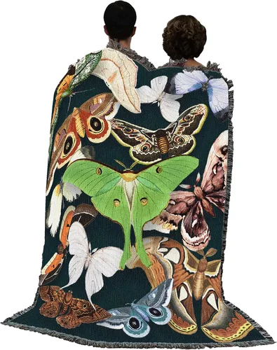 Vista 3 de Pure Country Weavers Manta de polillas esmeralda – Tapiz de regalo tejido de algodón – Fabricado en los Estados Unidos (72 x 54 pulgadas)