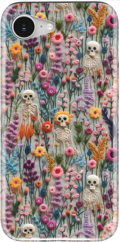 Vista 92 de Funda para iPhone 12 Mini, compatible con carga inalámbrica, protección de doble capa con elegante diseño de flores silvestres, silicona suave +