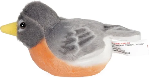 Vista 3 de Wild Republic Audubon, Peluche de petirrojo americano con sonido auténtico, animal de peluche, juguetes de pájaros para niños, petirrojo americano