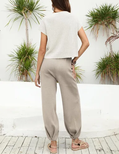 Vista 3 de Ugerlov Conjunto de dos piezas para mujer, suéter de punto y pantalones de cintura alta