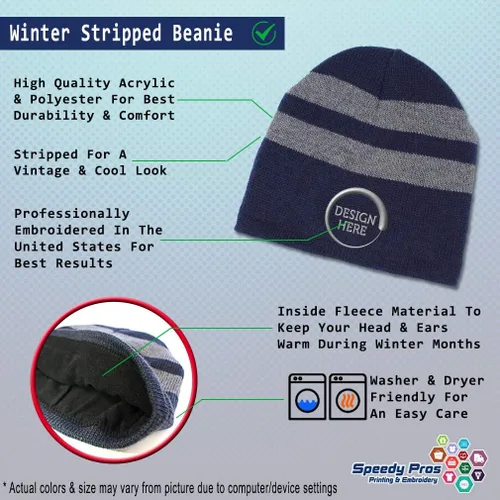 Vista 2 de Custom Striped Beanie for Men & Women Abaco Island Boa Acrylic Fleece Skull Cap Hats 1