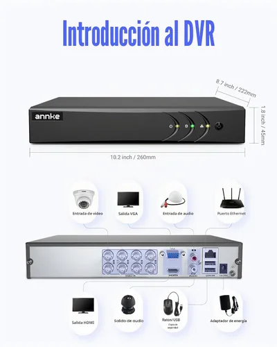 Vista 8 de ANNKE 3K Lite 8CH Híbrido 5-en-1 Seguridad Digital Grabador de Vídeo, 1TB HDD