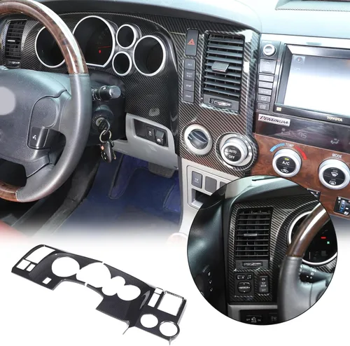 Vista 2 de HAPPYHORSE Cubierta de marco de panel de salpicadero de automóvil compatible con Toyot@ Tundra 07-13/Sequoia 07-21 Panel de control central