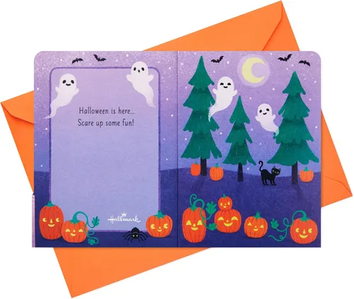 Vista 7 de Hallmark Paper Wonder - Tarjeta desplegable de Halloween con música y luces (fantasma)