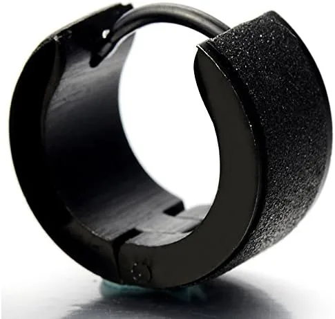 Vista 3 de Par de pendientes de aro Huggie con bisagras unisex para hombres y mujeres, acabado satinado.