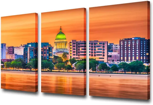 Vista 136 de San Antonio Sundown - Impresión en lienzo, paisaje de ciudad de pared grande, paisaje urbano extra grande de Texas, impresión de pared de horizonte