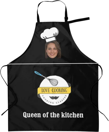 Vista 10 de Delantal personalizado para mujeres y hombres, delantal de cocina personalizado con bolsillos, delantales de chef personalizados