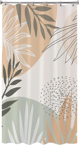 Vista 8 de Cortina de ducha pequeña verde salvia, cortina de ducha abstracta bohemia para baño, juego de cortina de ducha medio angosta, cortina de ducha