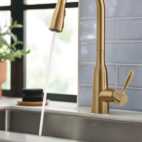 Vista 14 de Moen Orivesi Grifo de Cocina de Una Manija de Arco Alto Desplegable Oro Bronce con Power Boost, 87891BZG
