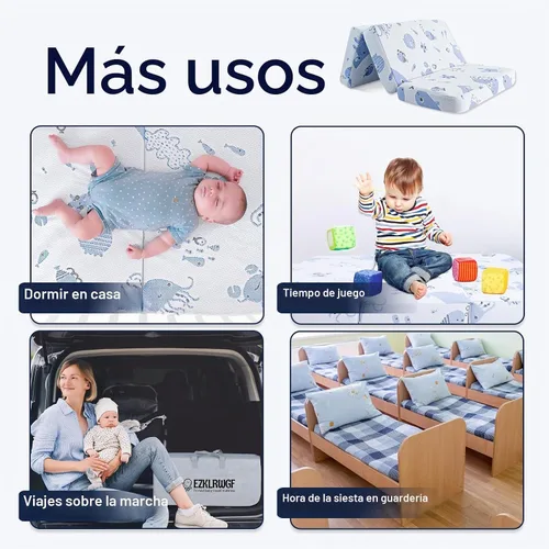 Vista 7 de Colchón de triple pliegue y juego, espuma viscoelástica suave y firme de doble cara