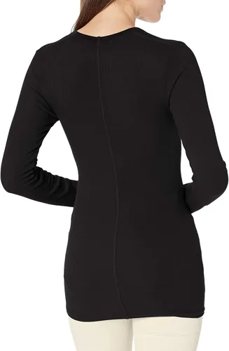 Vista 2 de Enza Costa Top de manga larga con cuello en U para mujer Negro
