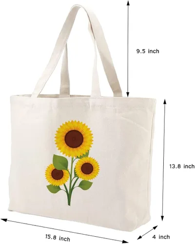 Vista 2 de Bolsa de lona para mujer bolsa de hombro grande de lona con cremallerabolsillo interior bolsa de compras reutilizable bolsa de almacenamiento