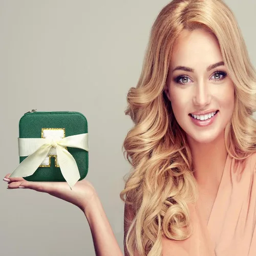 Vista 6 de Joyero de moda para niñas y mujeres, joyero verde para niñas, joyero de viaje imprescindible para niñas, joyero de viaje pequeño para niñas, regalo