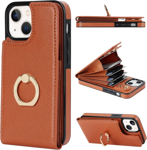 Vista 12 de Folosu Funda compatible con iPhone 13 Mini con soporte para tarjetas, rotación de 360°, soporte de anillo de dedo con función atril, protección