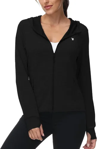 Vista 81 de TBMPOY Chaquetas con capucha y protección solar UPF 50+ para mujer, ligeras, de manga larga, para senderismo, exteriores, con cremallera completa