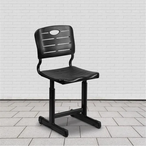Vista 2 de Flash Furniture Silla de estudiante negra de altura ajustable con marco de pedestal negro