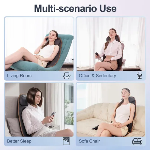 Vista 5 de SLOTHMORE Cojín de asiento de masaje, masajeador de espalda de vibración con calor, almohadilla para silla de masaje con almohada ajustable