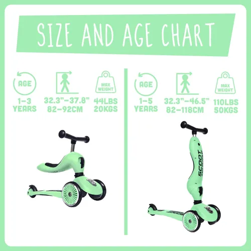 Vista 6 de Scoot & Ride 2 en 1 Patineta y Soporte para Niños, Edades de 1 a 5, Highwaykick 1, Kiwi