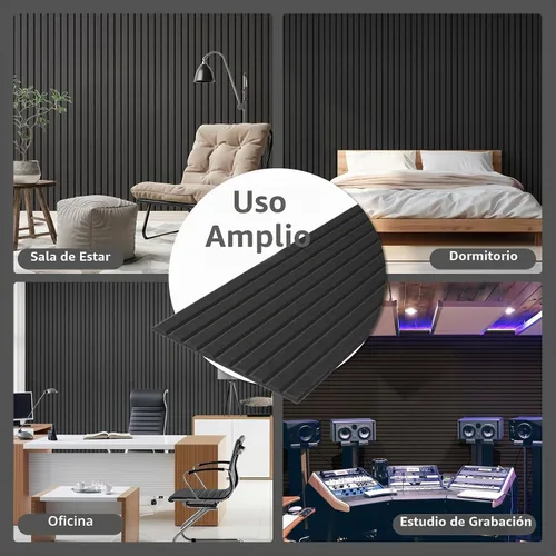 Vista 6 de Art3dwallpanels Paquete de 10 paneles acústicos, paneles de pared insonorizados de 48 x 12 x 0.35 pulgadas, autoadhesivos de alta densidad que Negro