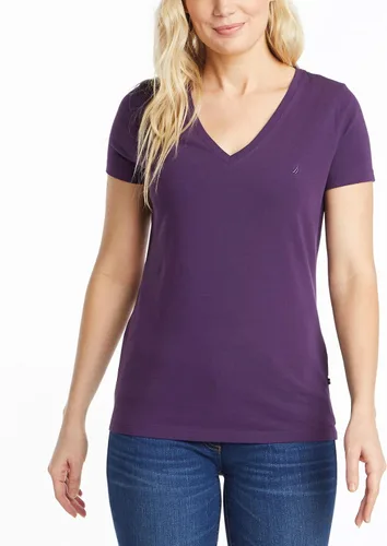 Vista 6 de Nautica Camiseta de algodón elástico con cuello en V para mujer Easy Comfort