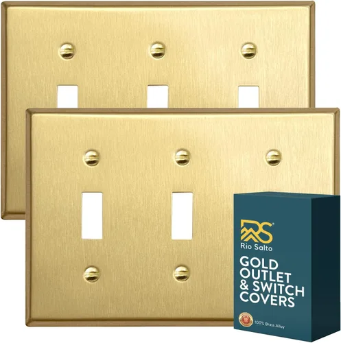 Vista 37 de Rio Salto BRASS Signature Collection MIDSIZE - Placa de pared de metal dorado para interruptor de luz o cubierta de tomacorriente, placa de pared