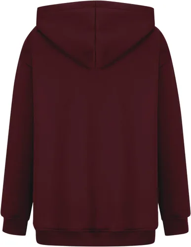 Vista 2 de Sudadera casual con capucha para mujer, manga larga, ligera, lisa, holgada, para otoño e invierno, con bolsillo