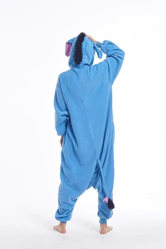 Vista 6 de Donkey Animal - Pijama unisex de una pieza para adultos disfraz de cosplay para hombres y mujeres talla XL Burro azul