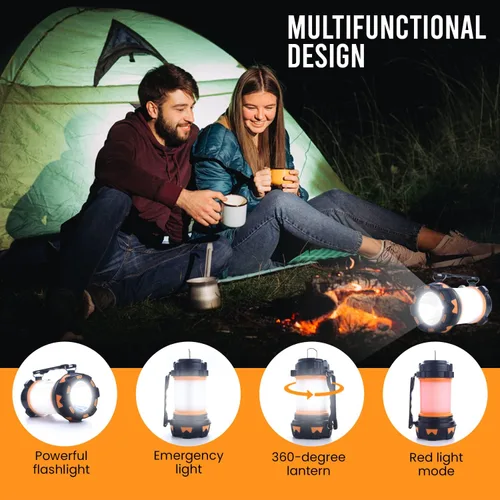 Vista 8 de AYL - Linterna LED de camping recargable, linterna superbrillante con luz de 360 grados, banco de energía, resistente al agua IPX4 para emergencias
