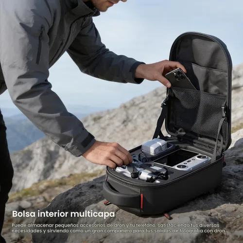 Vista 4 de STARTRC Funda Mini 5 Pro, Mochila de Transporte Rígida Resistente al Agua, Bolsa Grande para Drones que se Ajusta a Portátil de 11 Pulgadas, Mochila