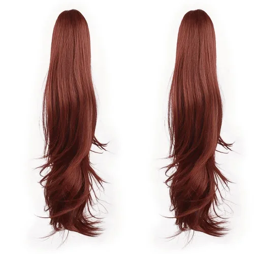 Vista 85 de Extensiones de cola de caballo, extensiones de cabello de cola de caballo con clip de garra marrón oscuro para mujer, pieza de cabello rizado