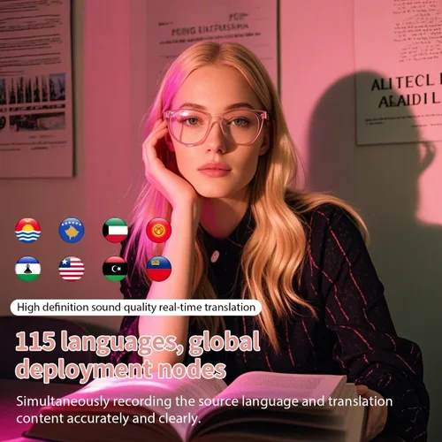Vista 2 de GenXenon Gafas Inteligentes AI con Traducción en Tiempo Real, Bluetooth 5.3 Inalámbrico, Interpretación Simultánea Inteligente para Más de 160